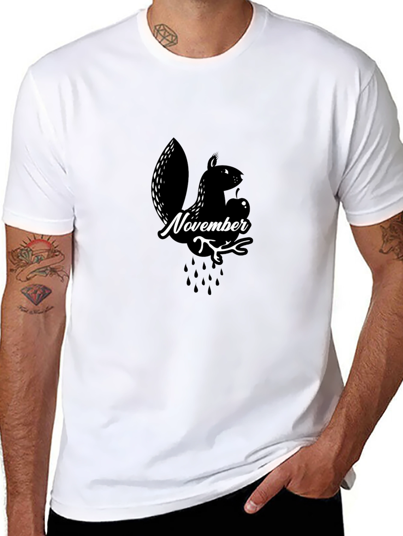 November Squirrel T-Shirt Black