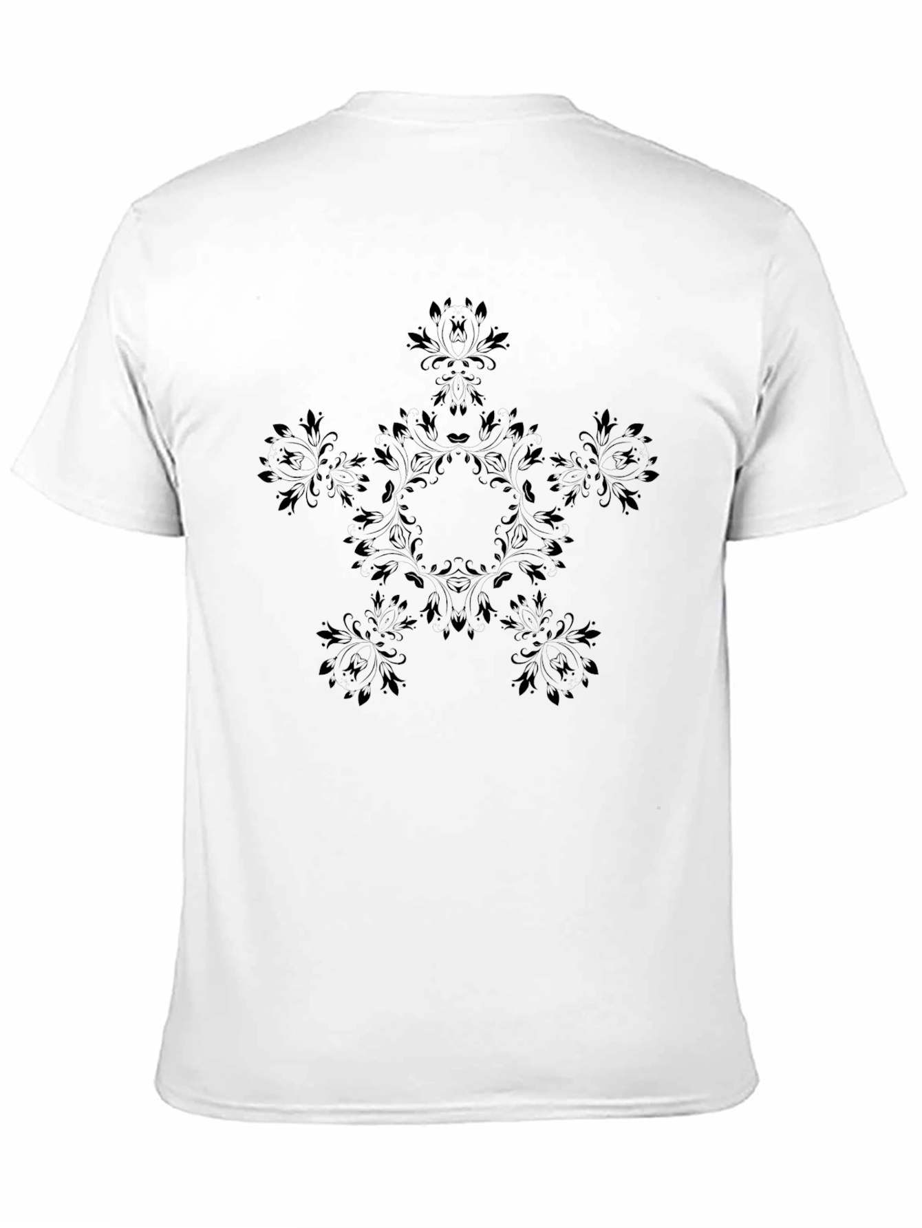 Stylish Black Floral Mandala T-Shirt