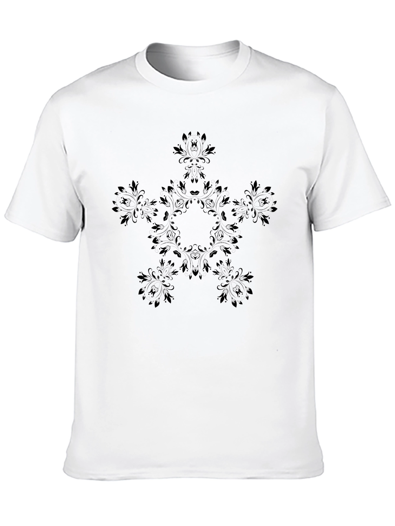 Stylish Black Floral Mandala T-Shirt