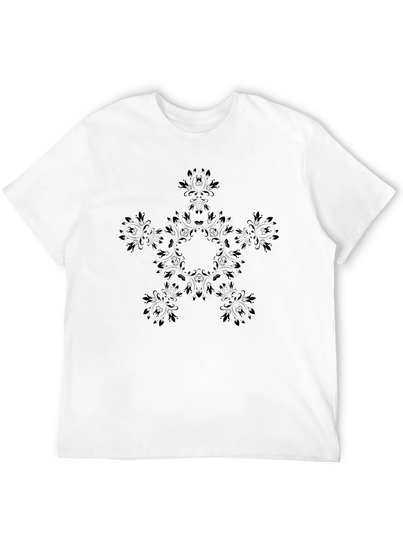 Stylish Black Floral Mandala T-Shirt