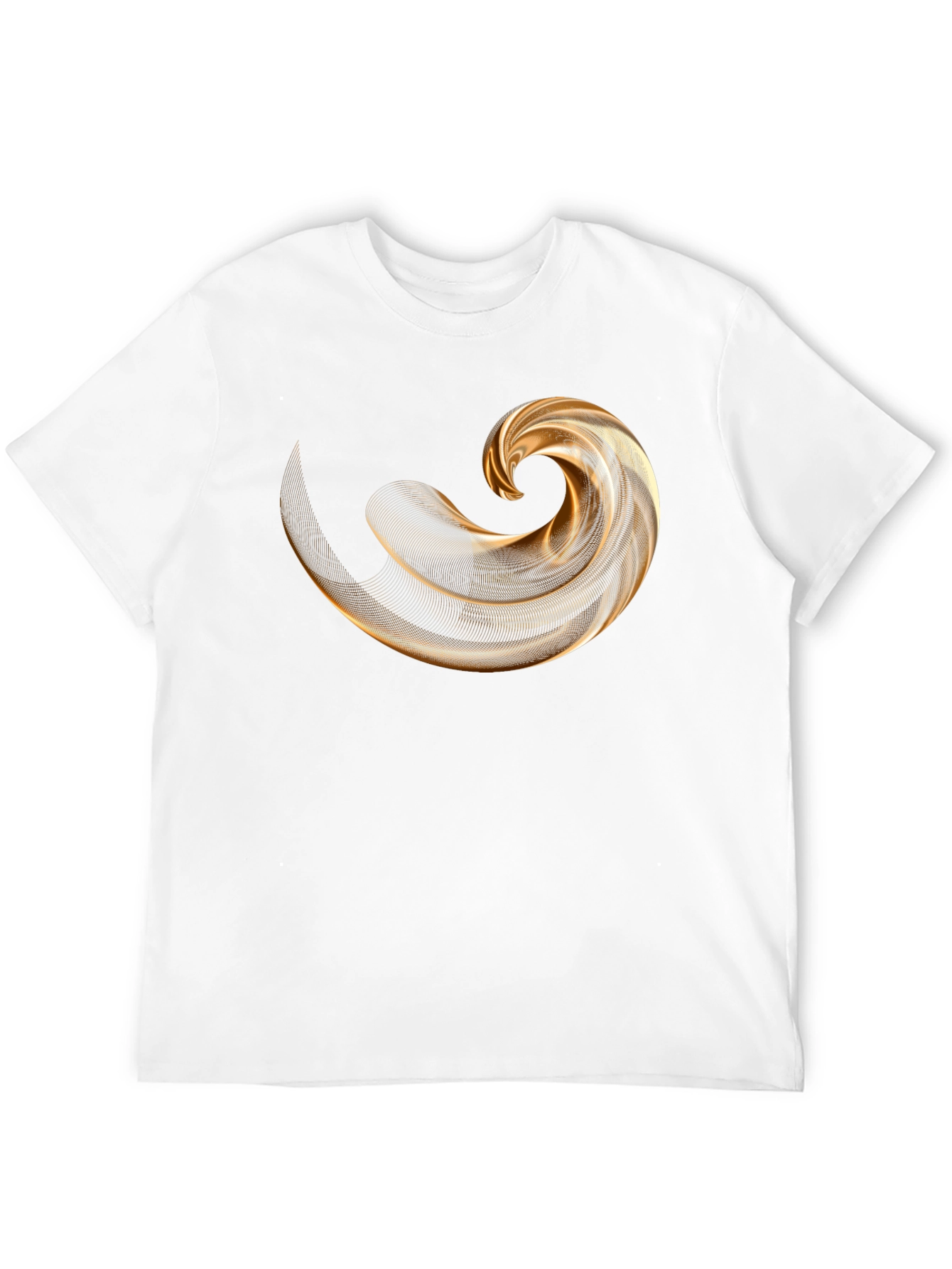 Mens Black T-Shirt with Abstract Gold Swirl Design