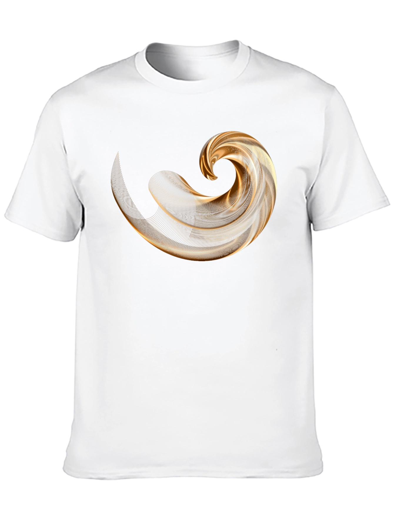 Mens Black T-Shirt with Abstract Gold Swirl Design