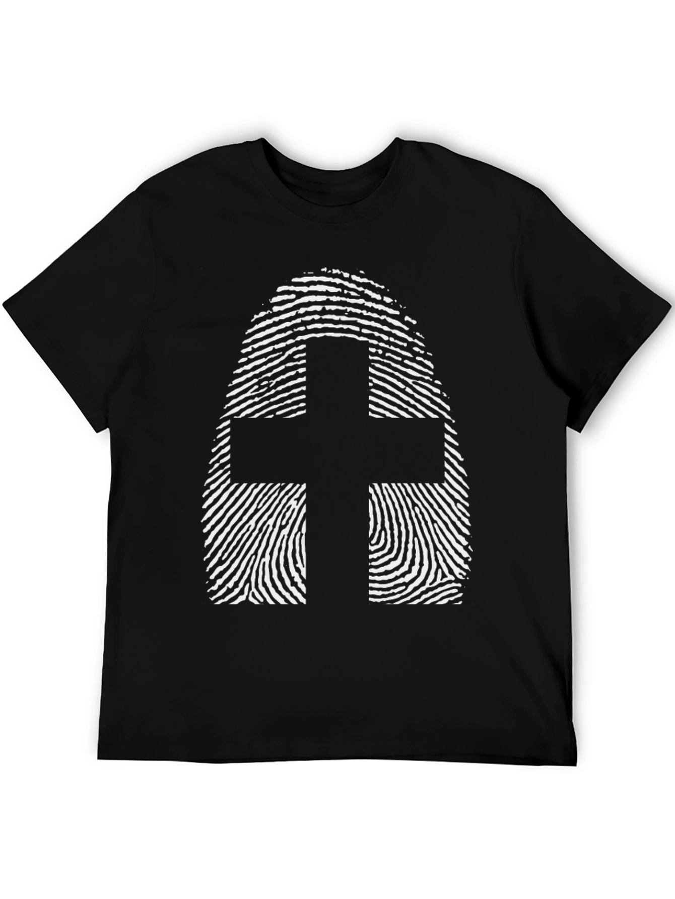 Fingerprint Cross Graphic Tee - Black Cotton Blend