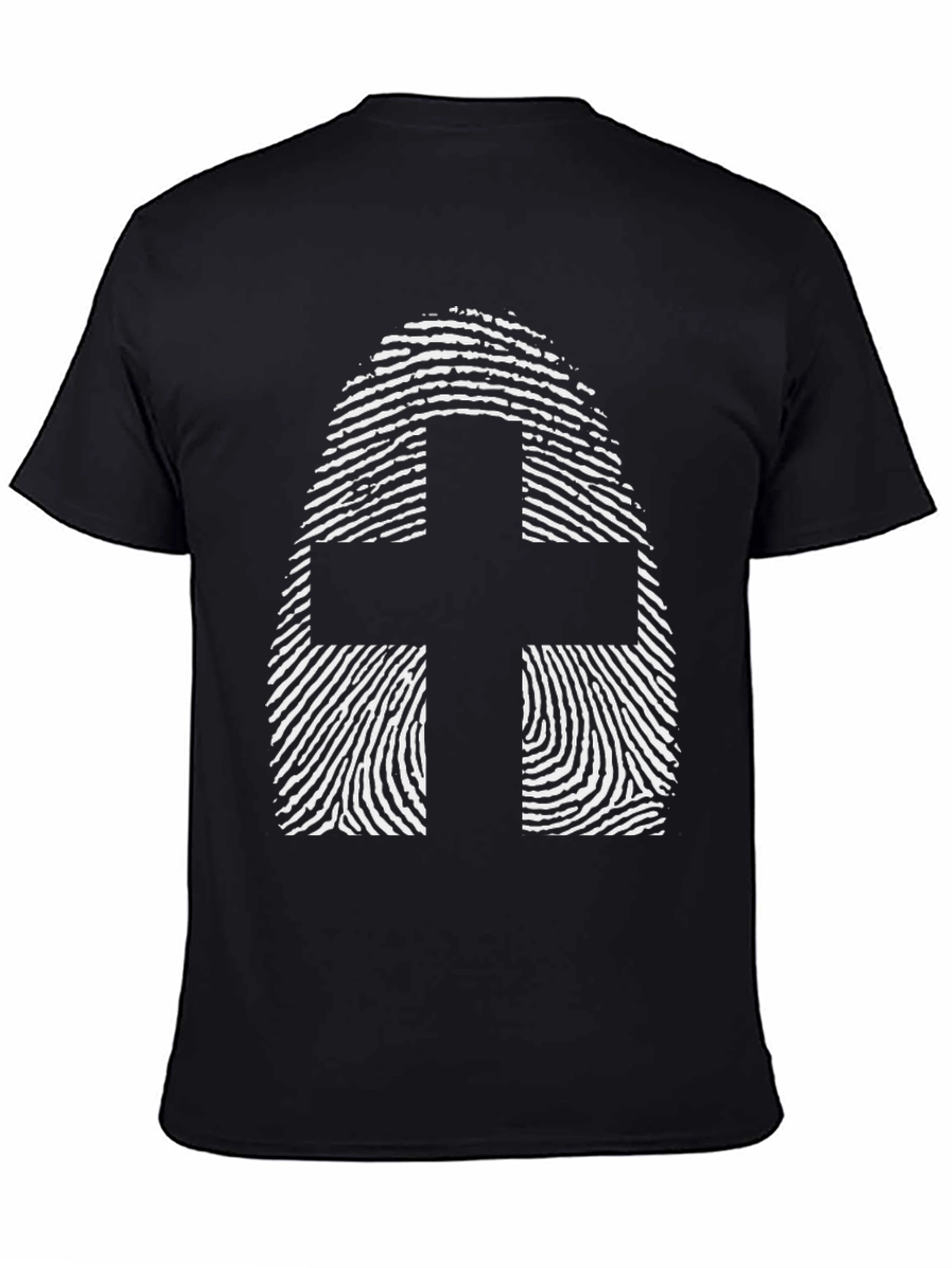 Fingerprint Cross Graphic Tee - Black Cotton Blend