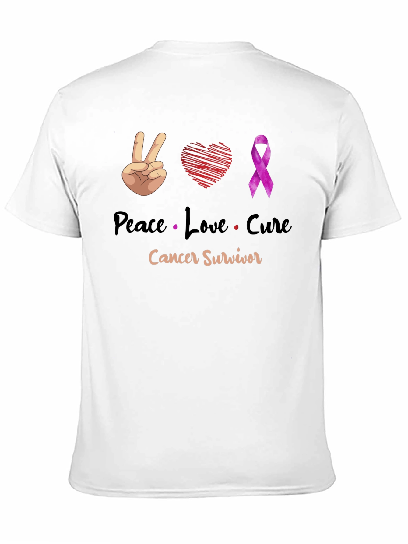 Peace Love Cure Cancer Survivor T-Shirt