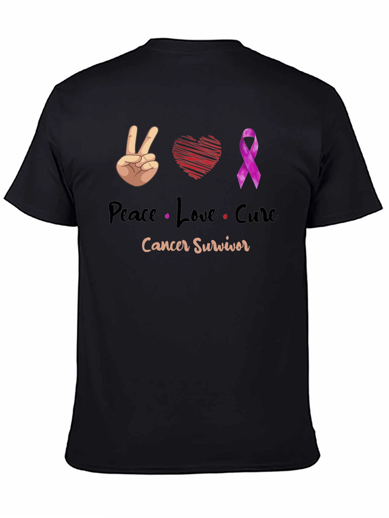 Peace Love Cure Cancer Survivor T-Shirt