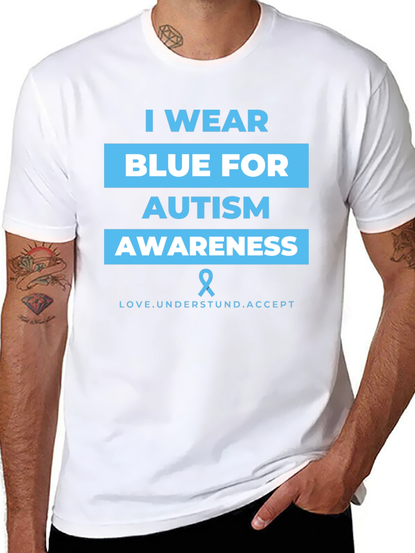 Autism Awareness Blue Ribbon Graphic T-Shirt