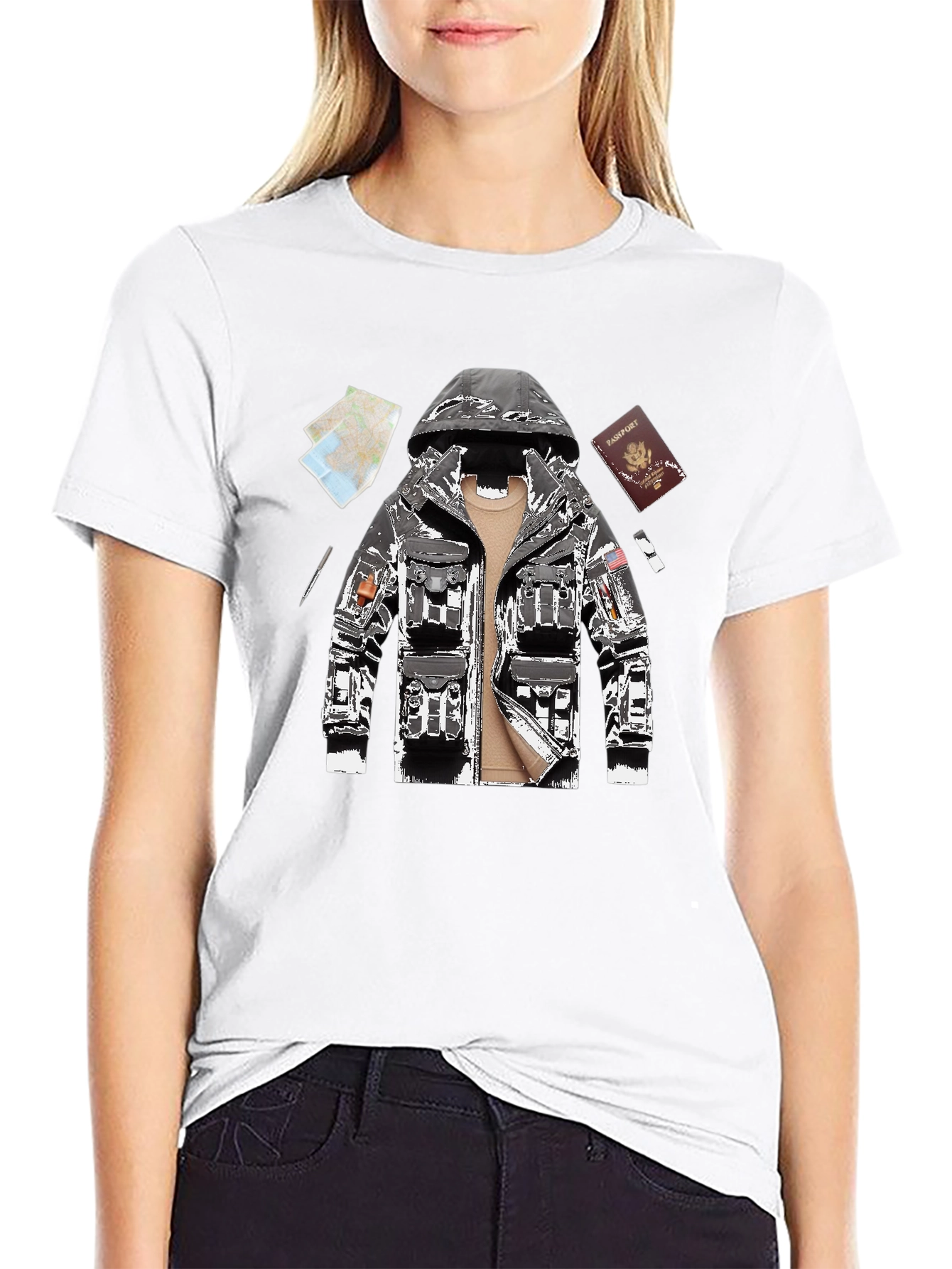 Graphic Tee - Travel Outfit Design Black Casual Shirt