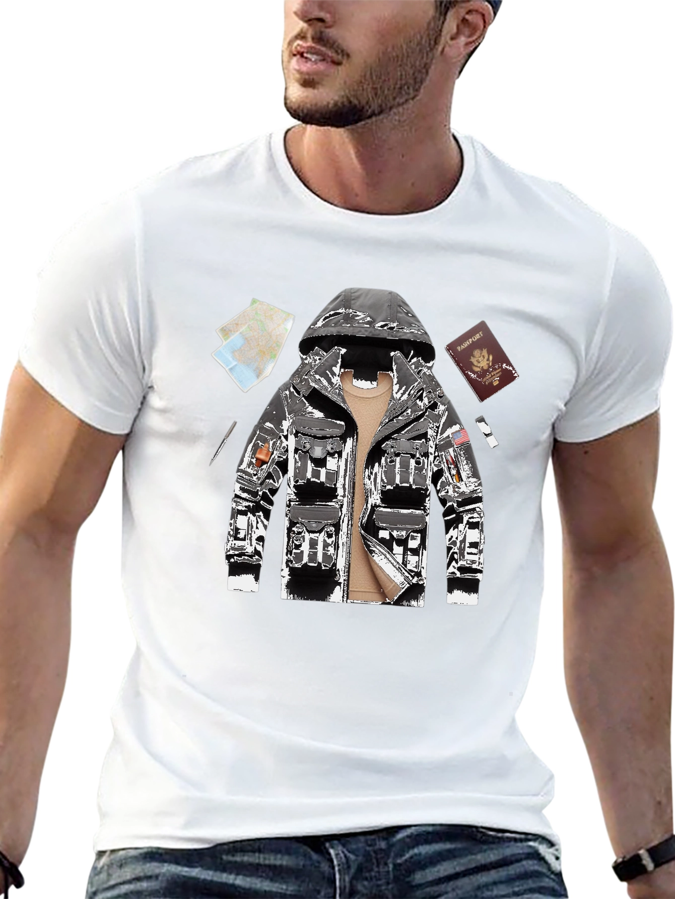 Graphic Tee - Travel Outfit Design Black Casual Shirt