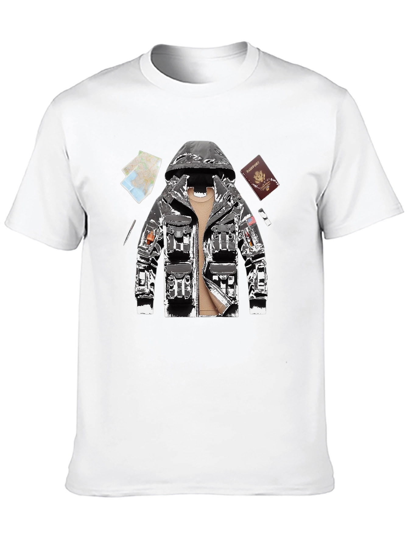 Graphic Tee - Travel Outfit Design Black Casual Shirt