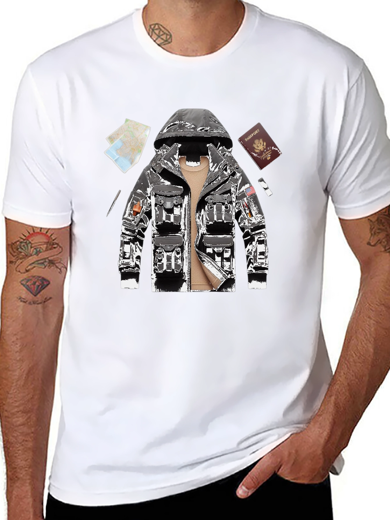 Graphic Tee - Travel Outfit Design Black Casual Shirt