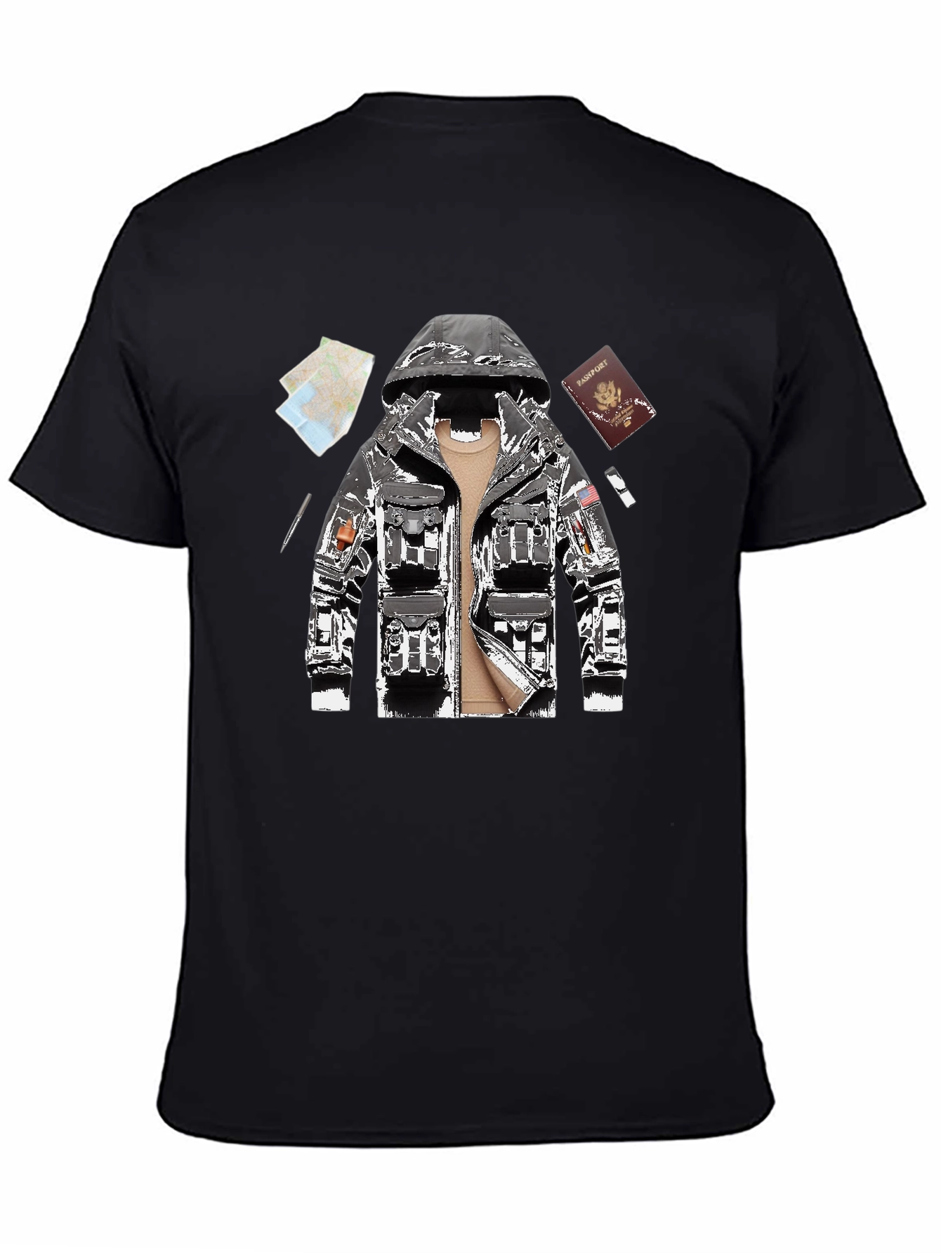 Graphic Tee - Travel Outfit Design Black Casual Shirt