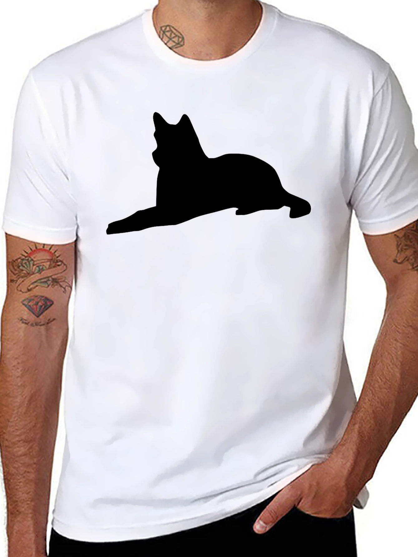 Black Dog Silhouette Graphic Tee - Unisex Casual