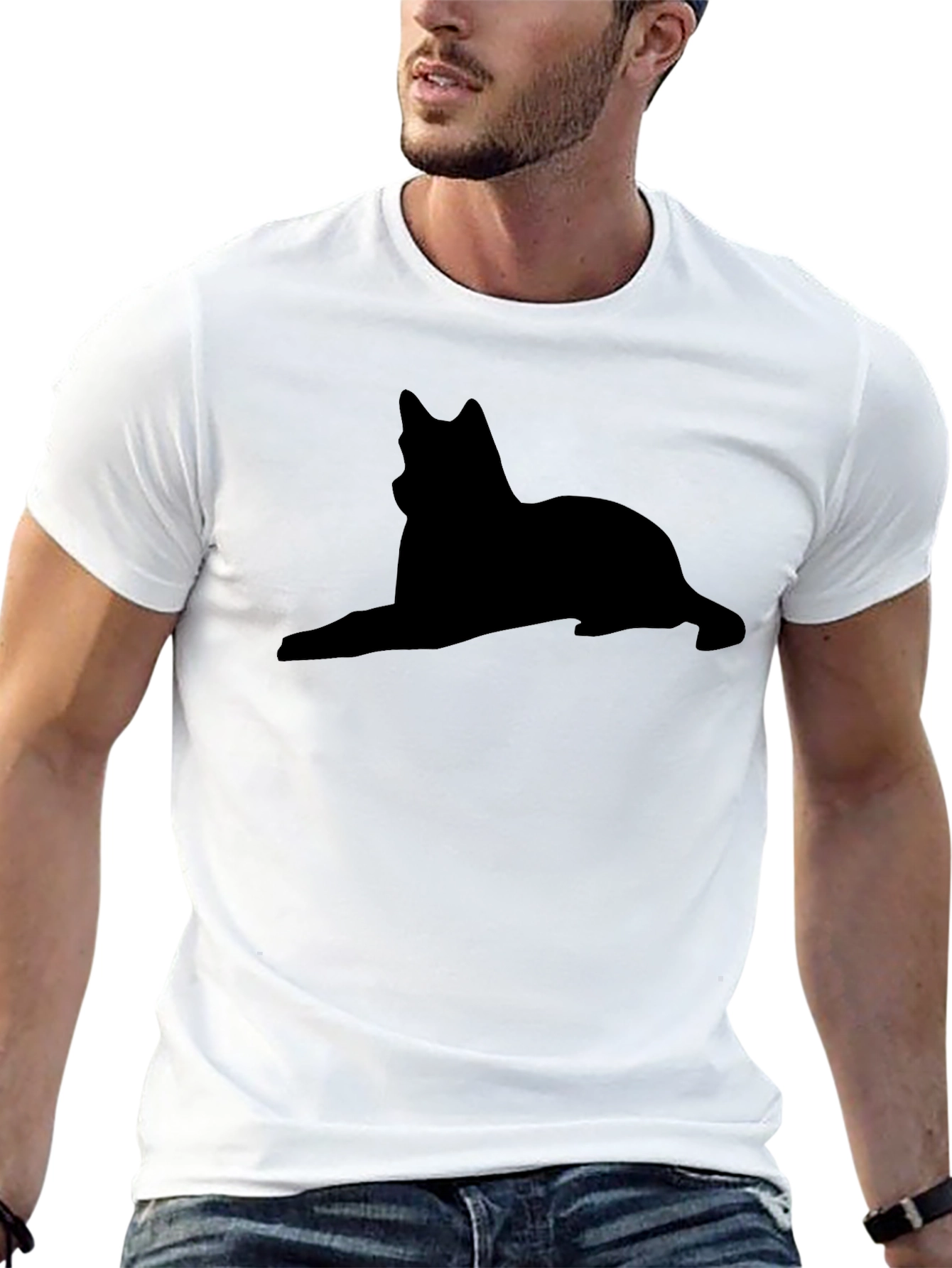 Black Dog Silhouette Graphic Tee - Unisex Casual