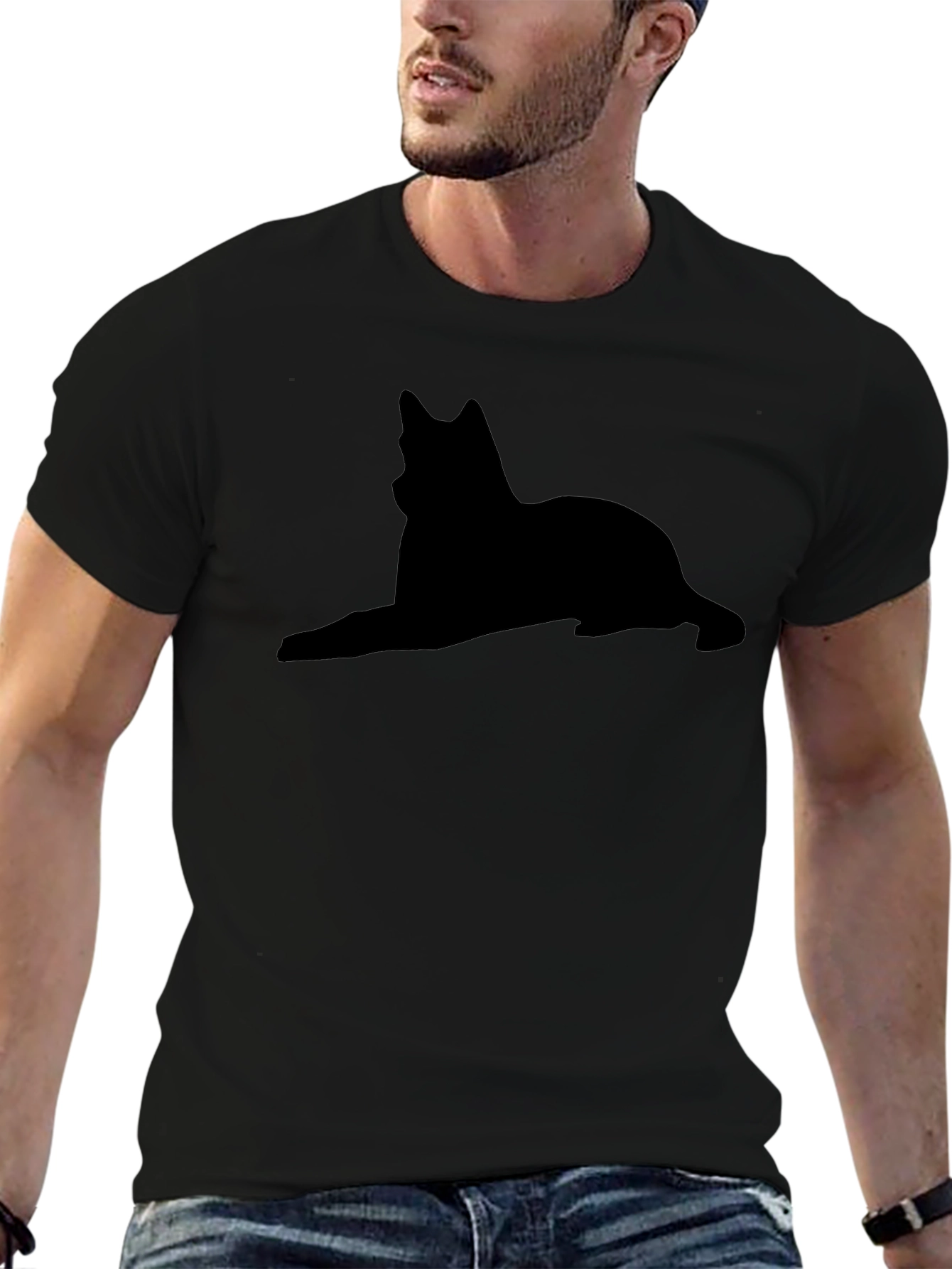 Black Dog Silhouette Graphic Tee - Unisex Casual