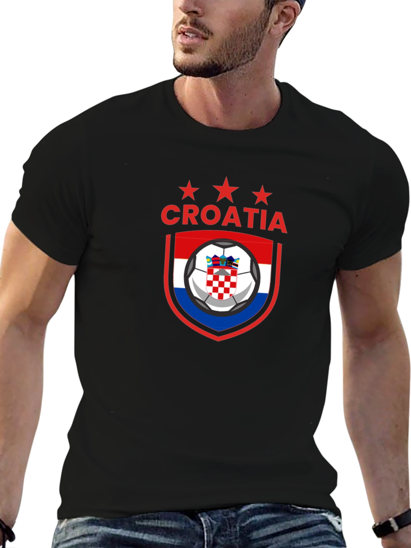 Croatia Soccer Graphic T-Shirt - Mens Black Tee