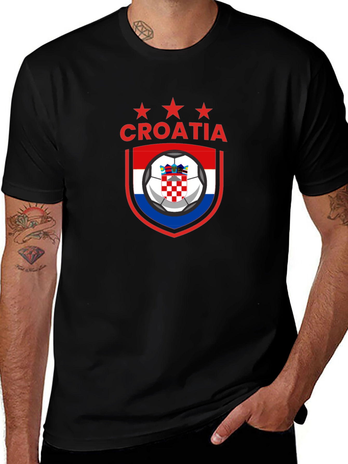 Croatia Soccer Graphic T-Shirt - Mens Black Tee