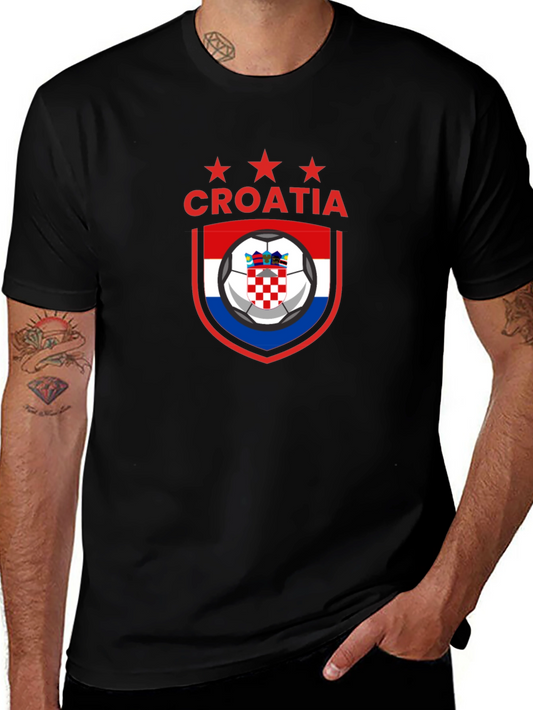 Croatia Soccer Graphic T-Shirt - Mens Black Tee