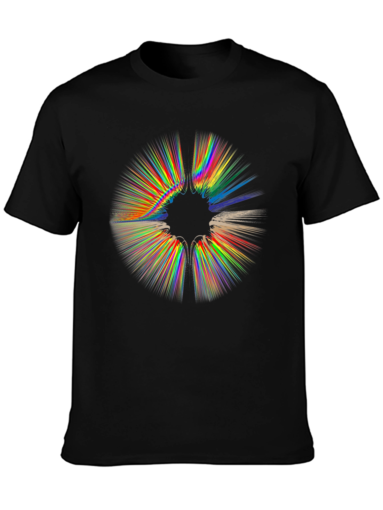Abstract Rainbow Burst Graphic Black T-Shirt