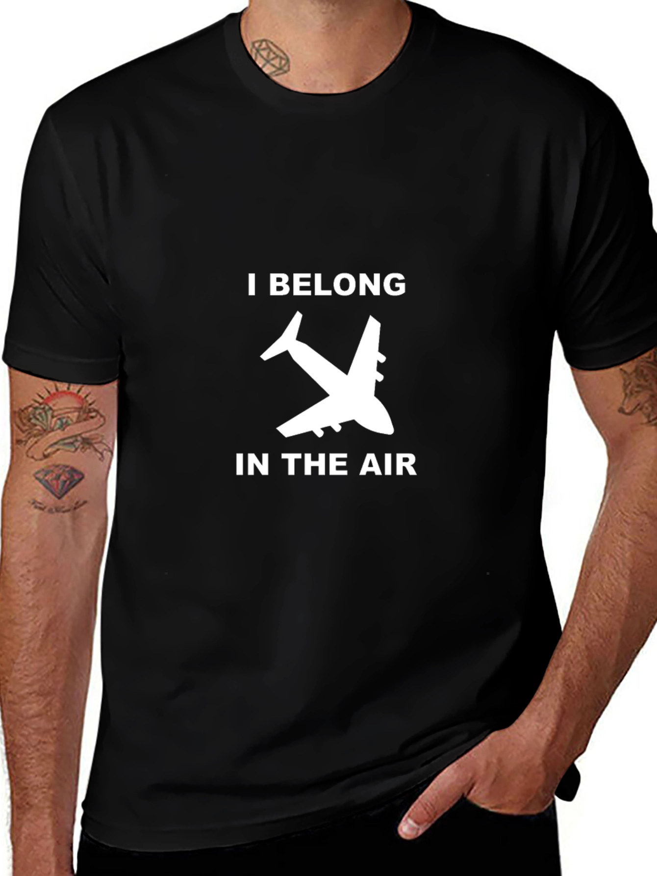 I Belong In The Air Airplane Black T-Shirt