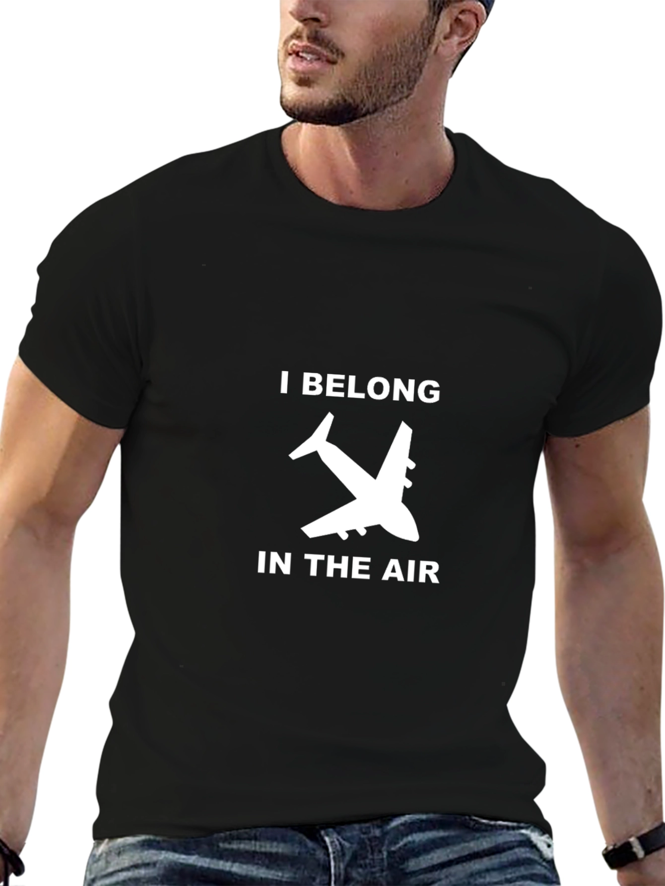 I Belong In The Air Airplane Black T-Shirt