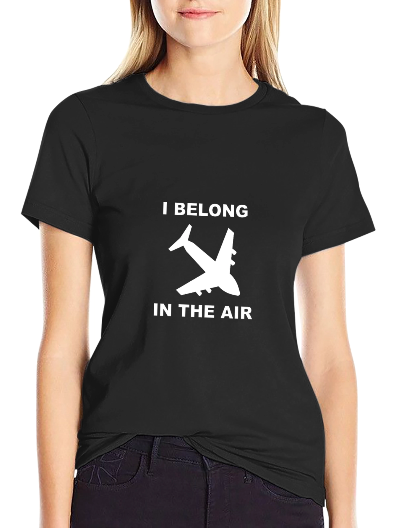 I Belong In The Air Airplane Black T-Shirt