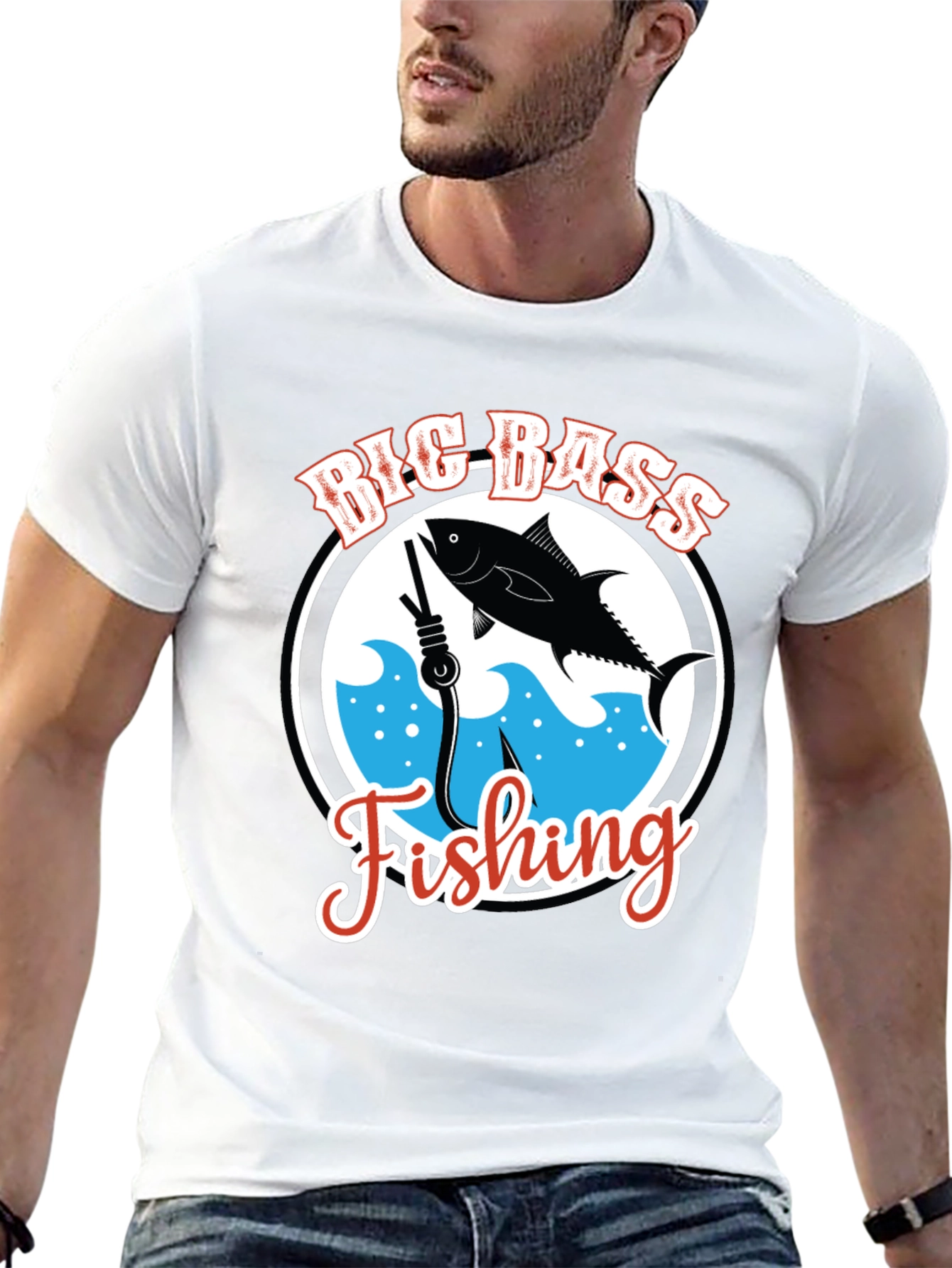 Big Bass Fishing Graphic T-Shirt