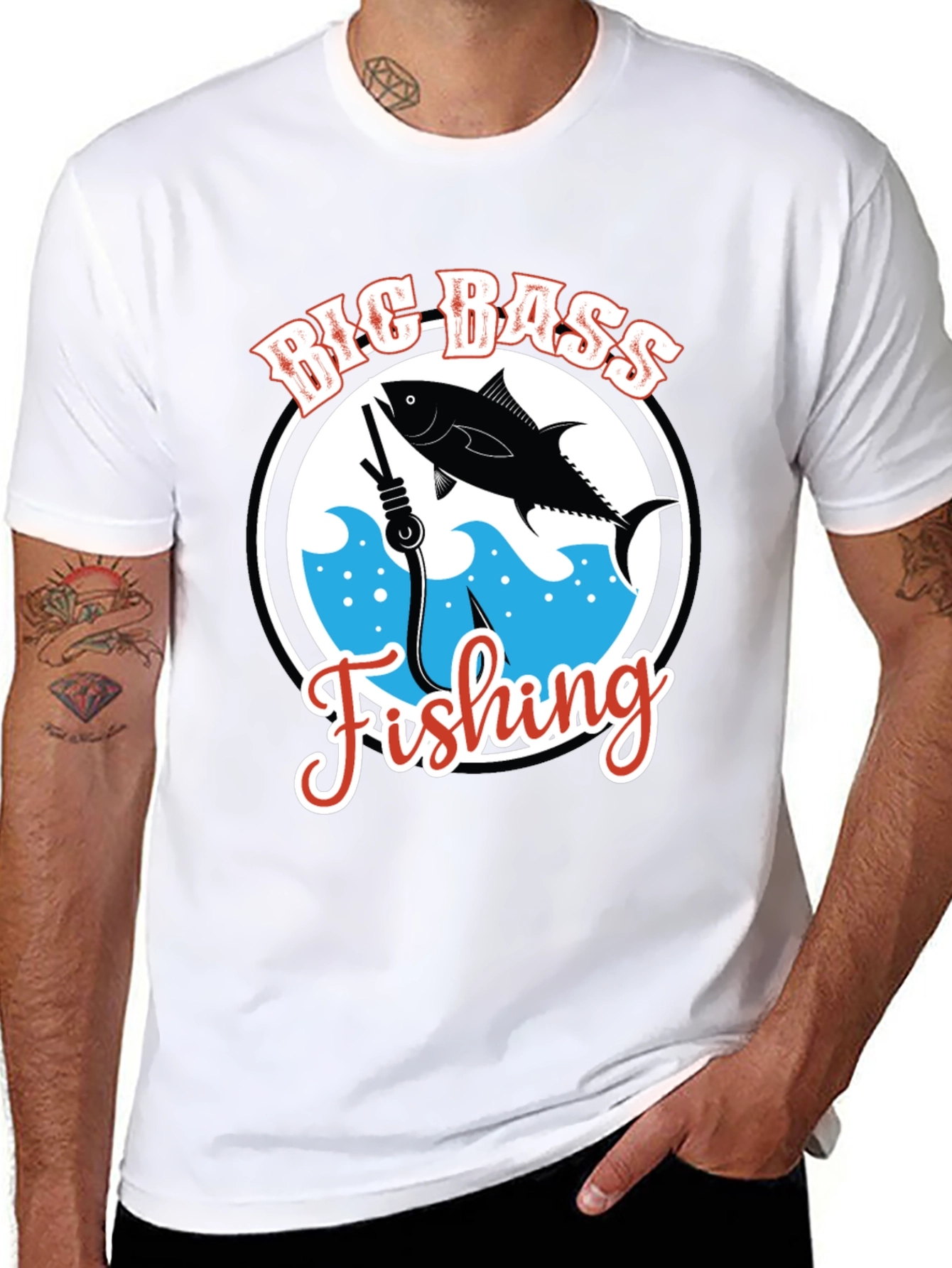 Big Bass Fishing Graphic T-Shirt