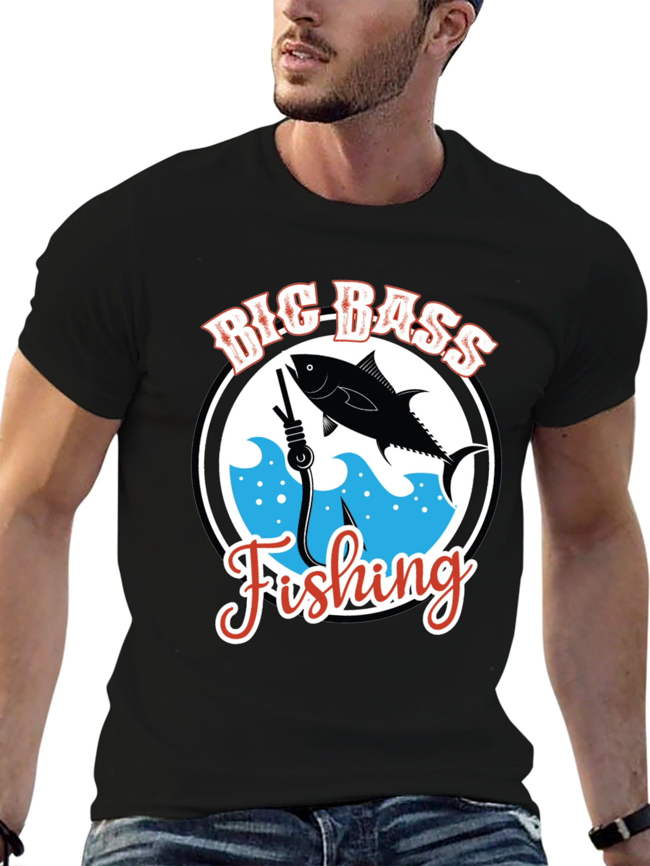 Big Bass Fishing Graphic T-Shirt