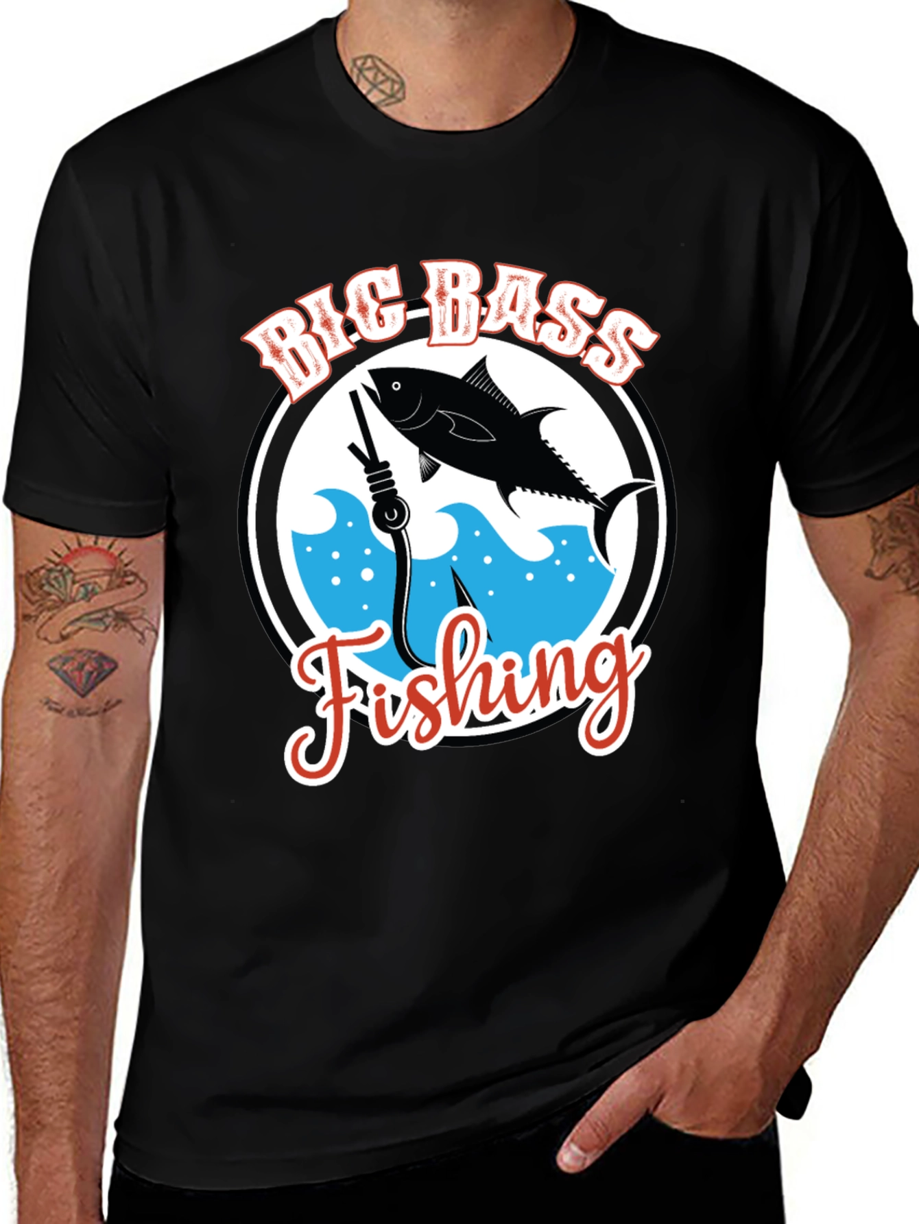 Big Bass Fishing Graphic T-Shirt