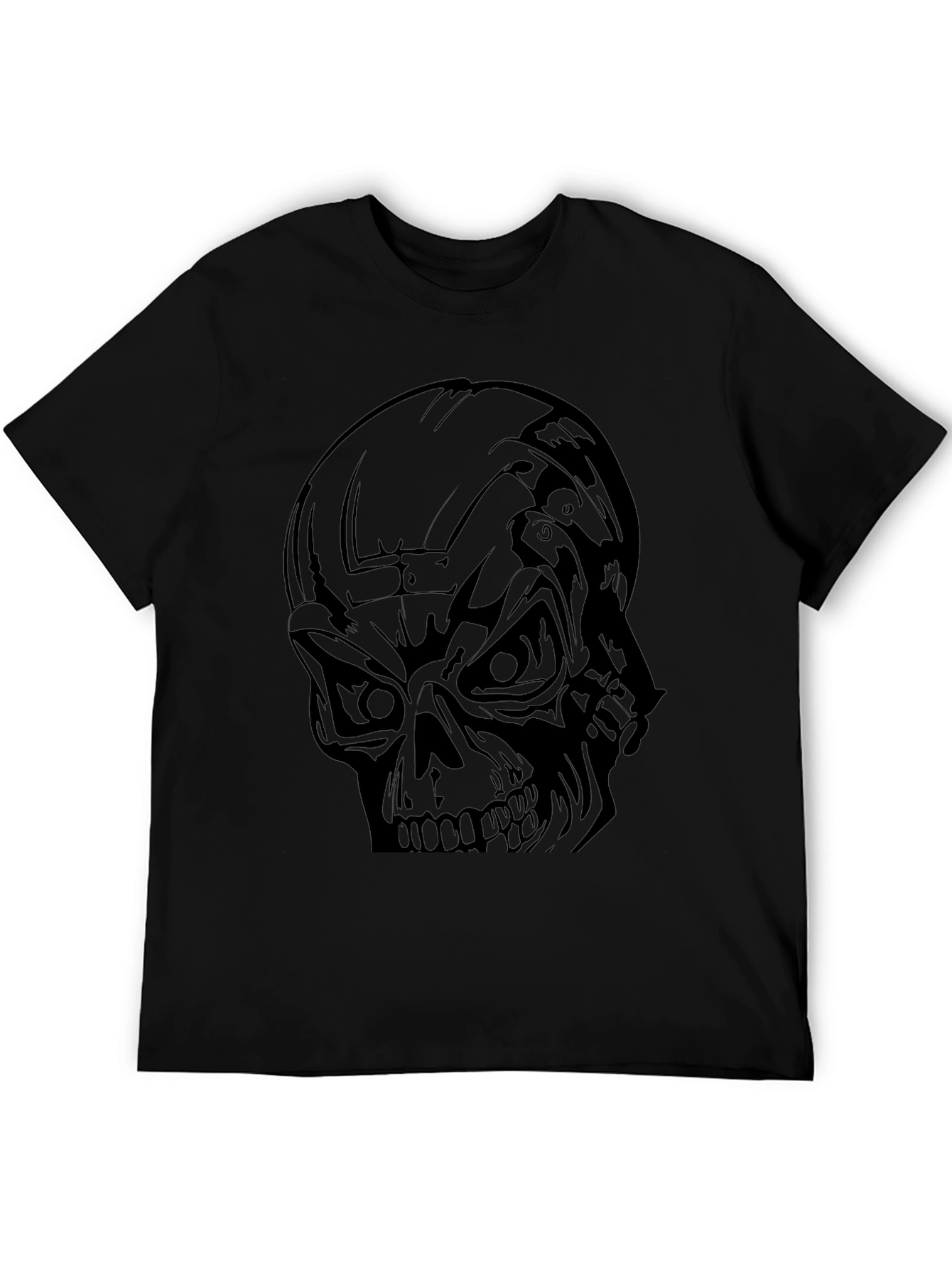 Mens Black Skull Graphic T-Shirt