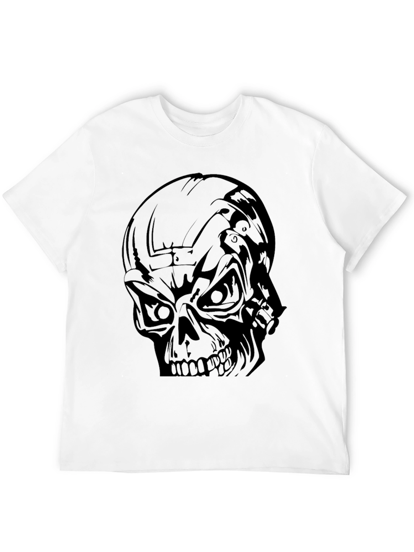 Mens Black Skull Graphic T-Shirt