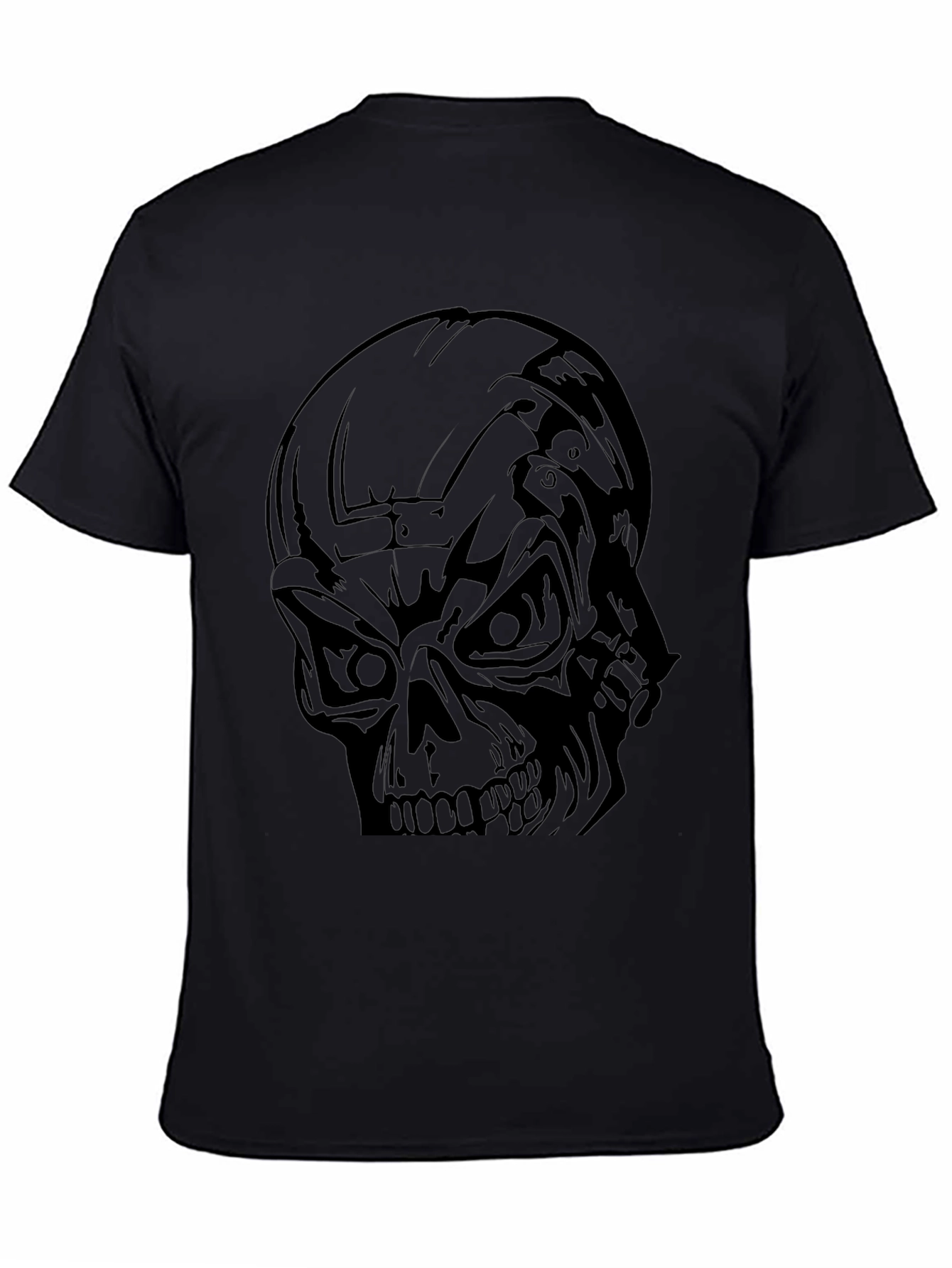 Mens Black Skull Graphic T-Shirt