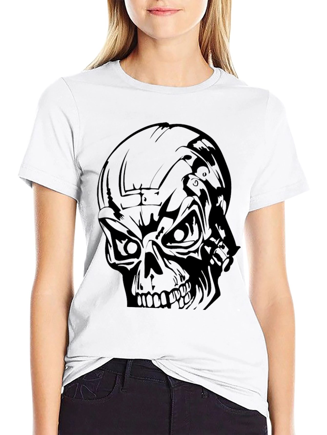 Mens Black Skull Graphic T-Shirt