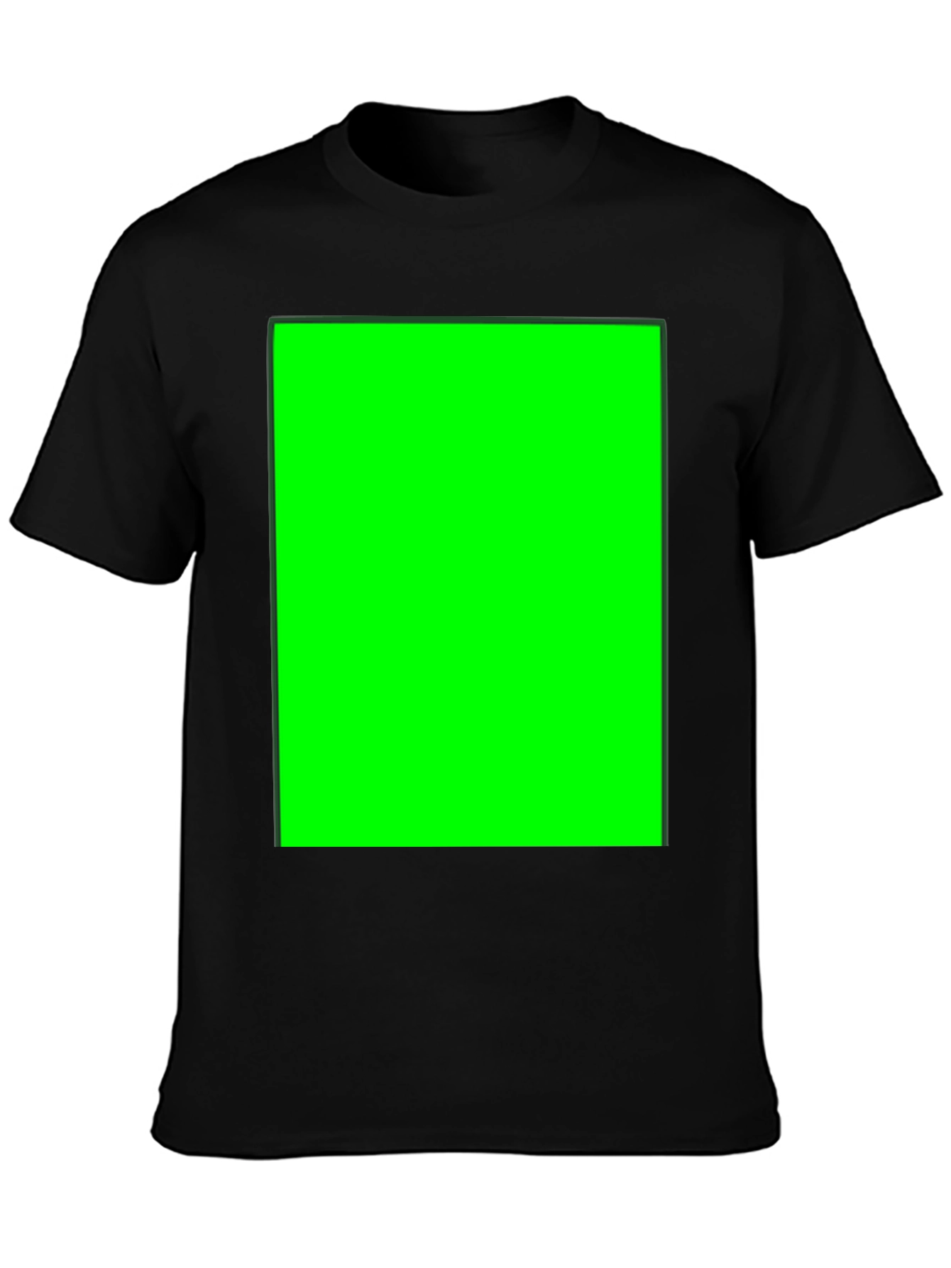 Black Crew Neck T-Shirt with Customizable Green Screen Patch