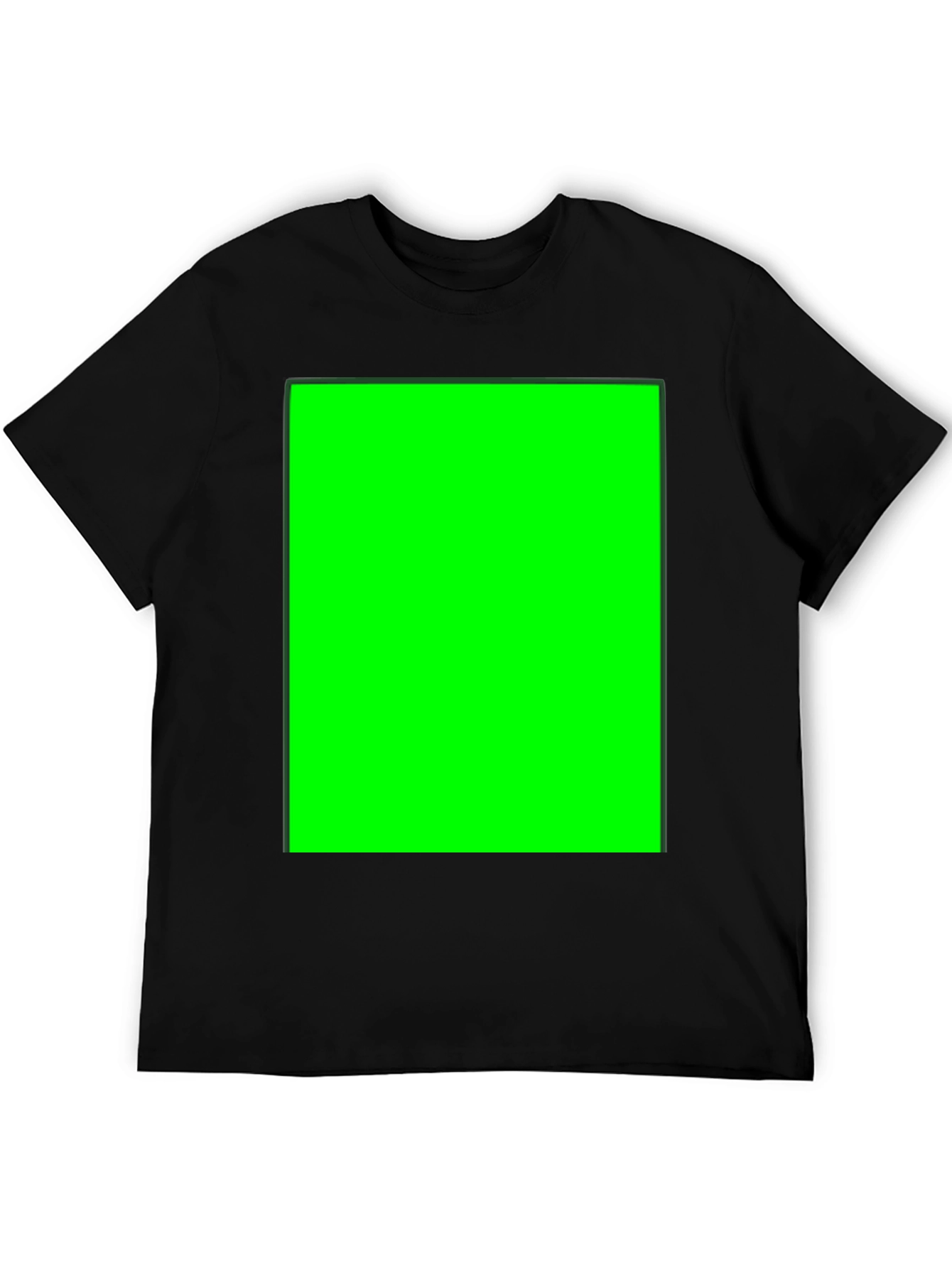 Black Crew Neck T-Shirt with Customizable Green Screen Patch