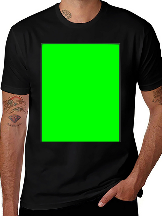 Black Crew Neck T-Shirt with Customizable Green Screen Patch