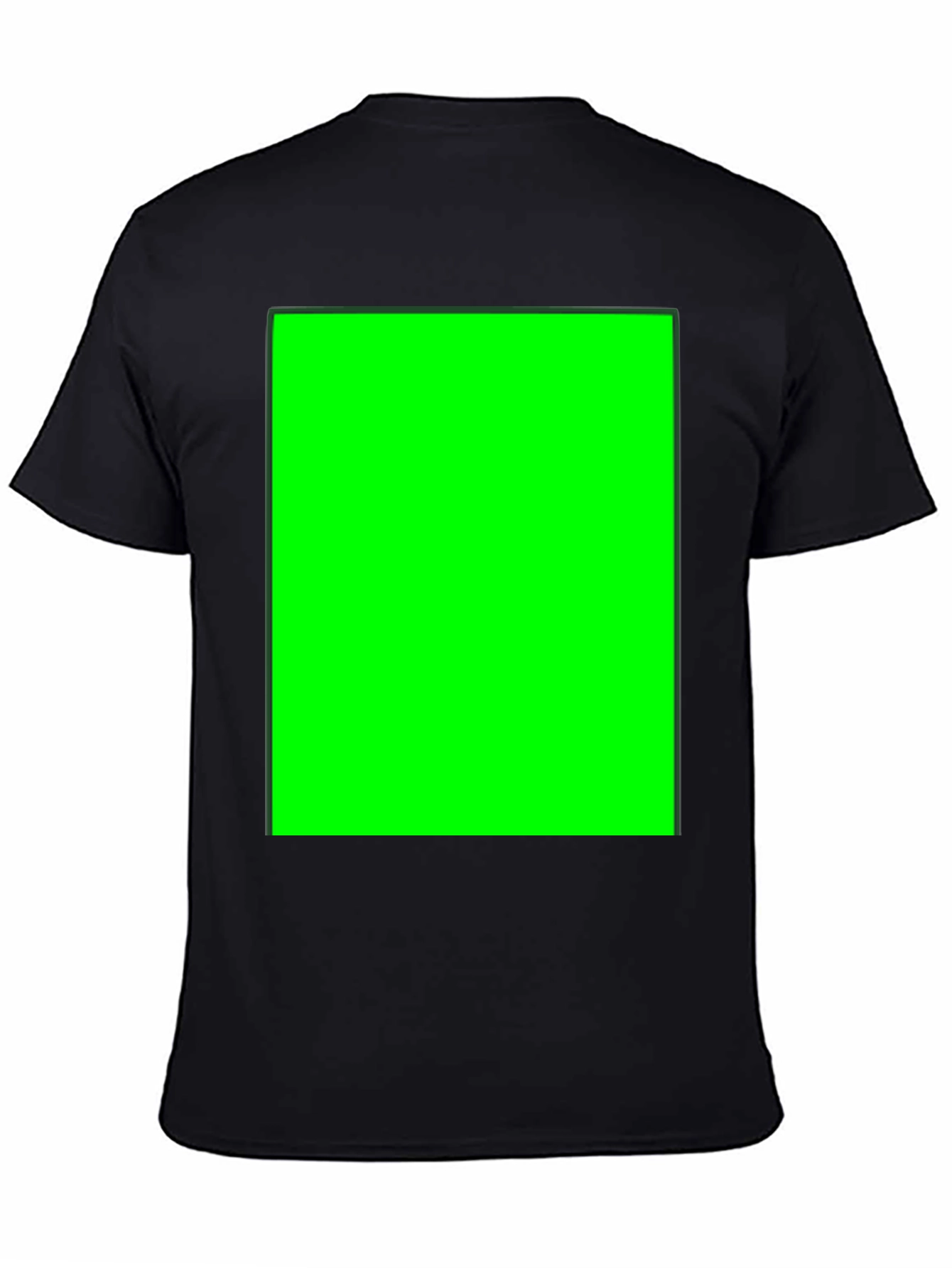 Black Crew Neck T-Shirt with Customizable Green Screen Patch