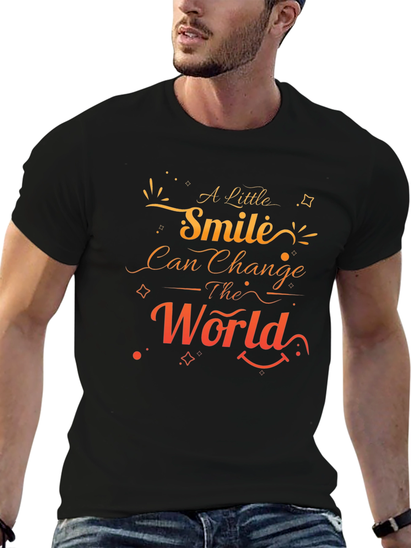 Smile Changes the World Black Graphic Tee