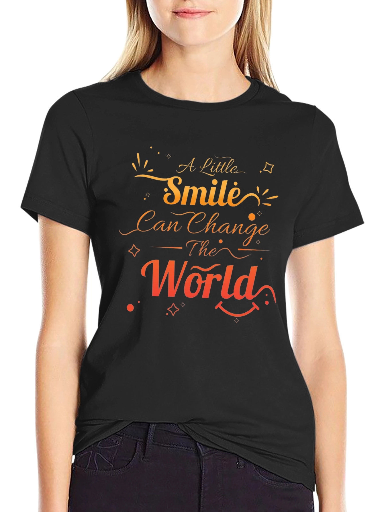 Smile Changes the World Black Graphic Tee