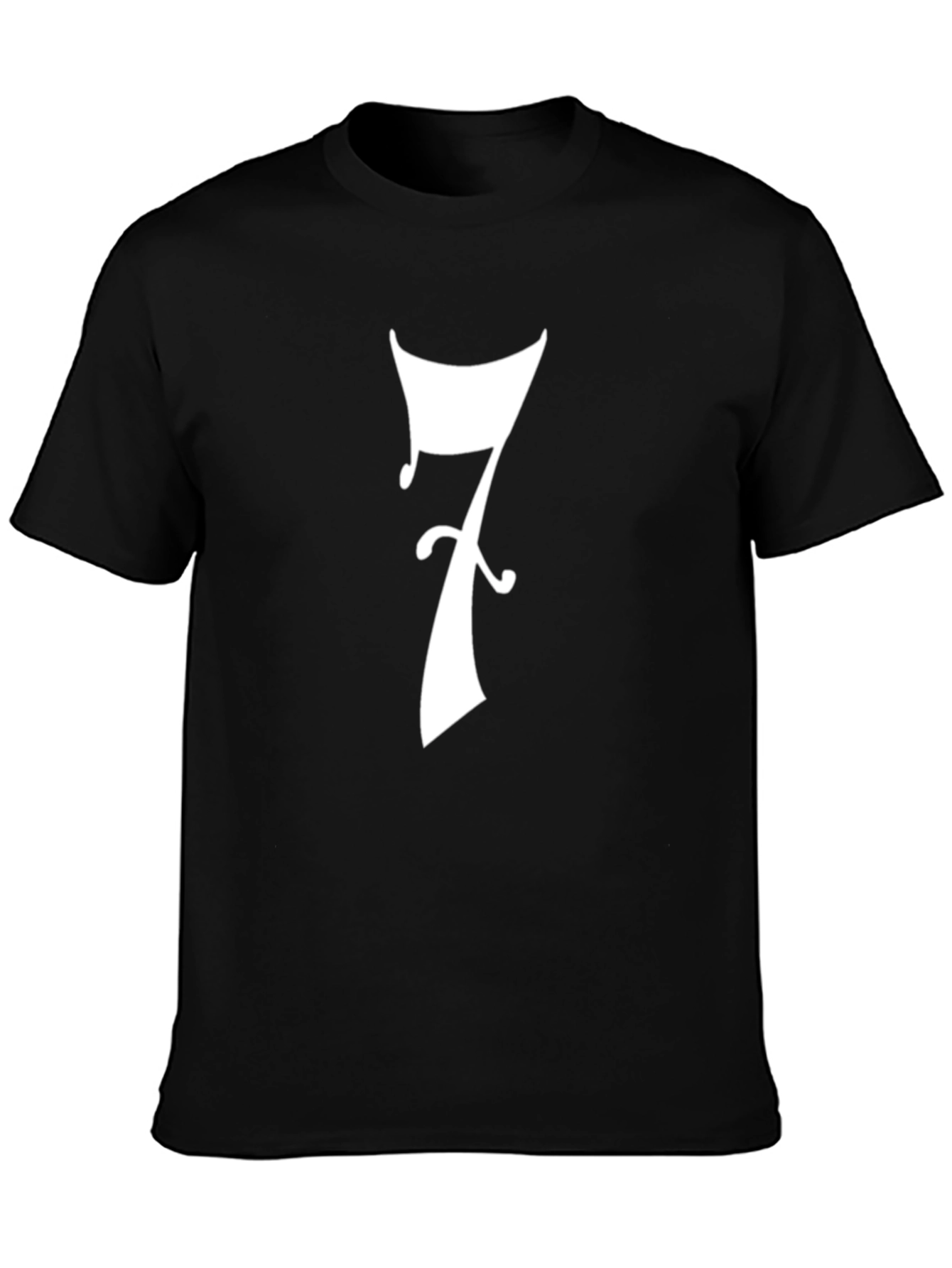 Lucky Number 7 T-Shirt - Black Cotton Tee