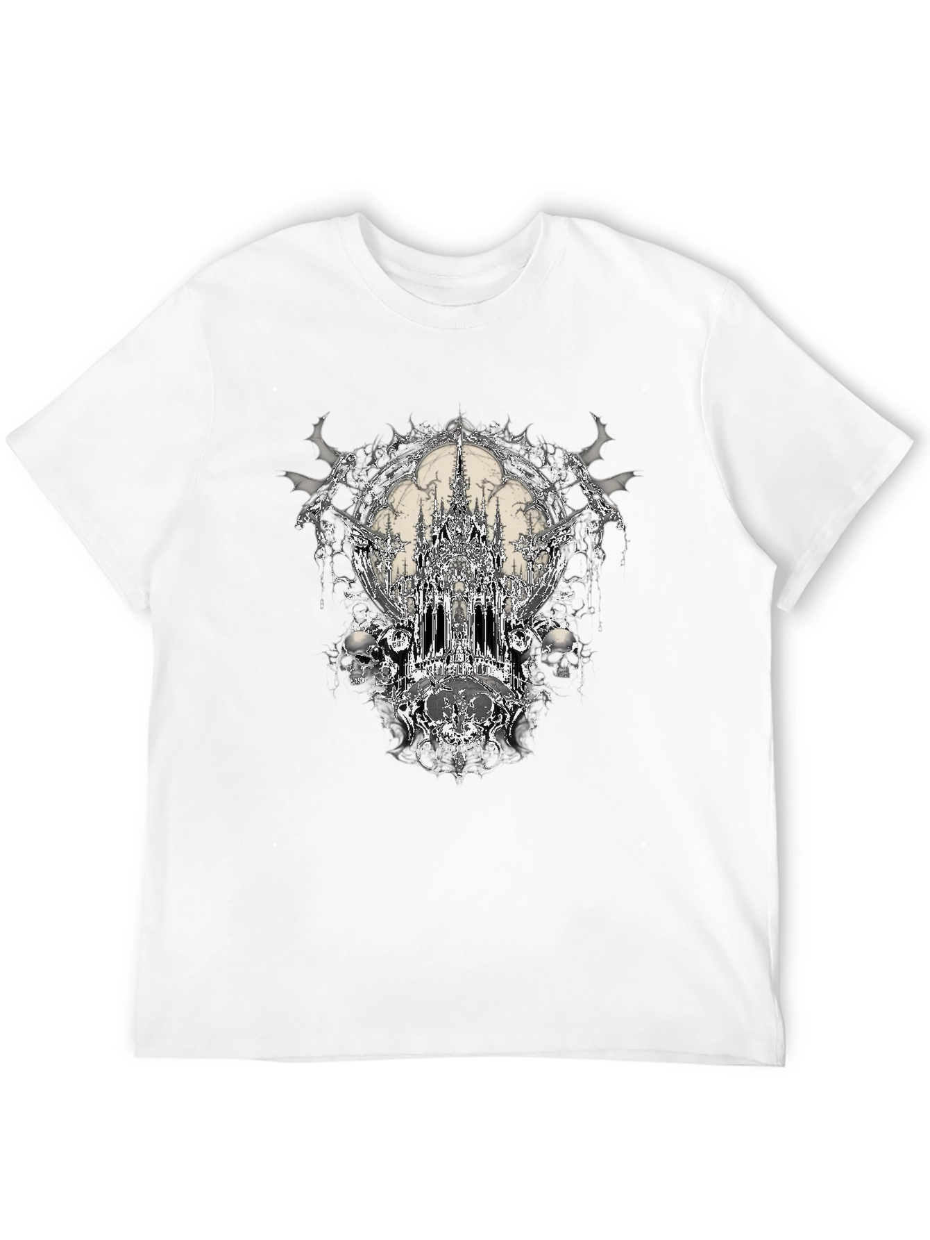 Gothic Castle & Skulls Black Graphic Tee