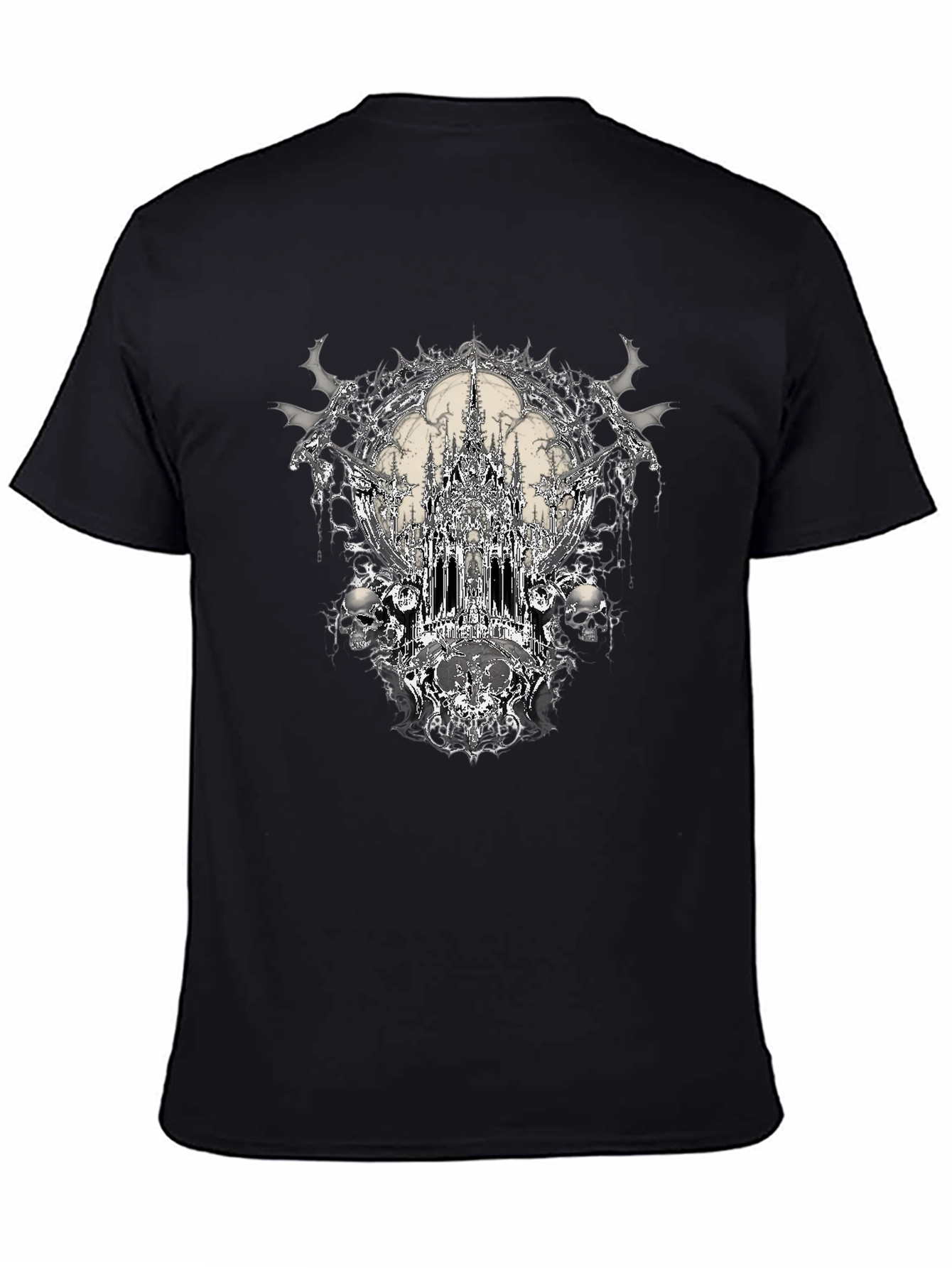 Gothic Castle & Skulls Black Graphic Tee
