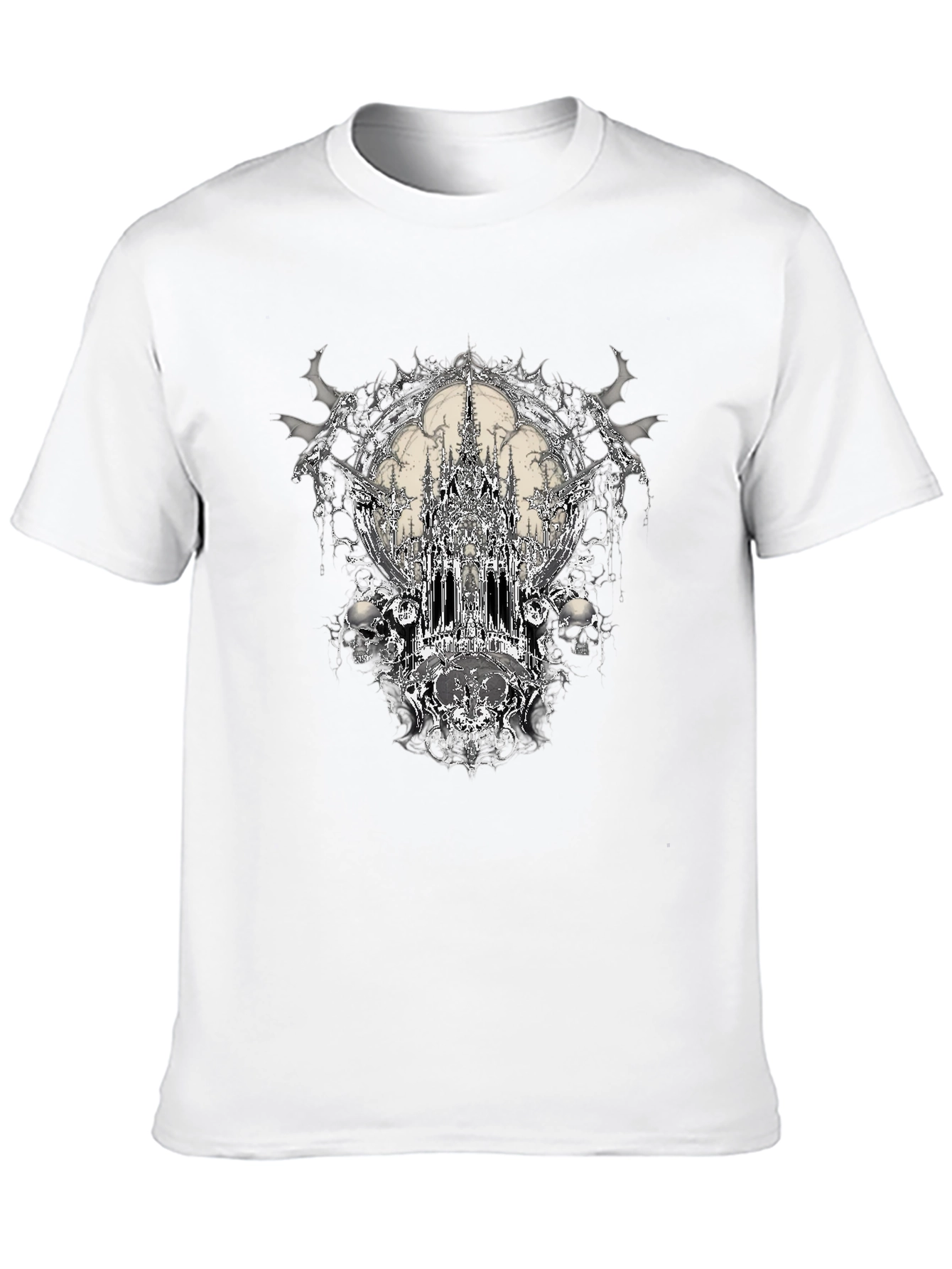 Gothic Castle & Skulls Black Graphic Tee