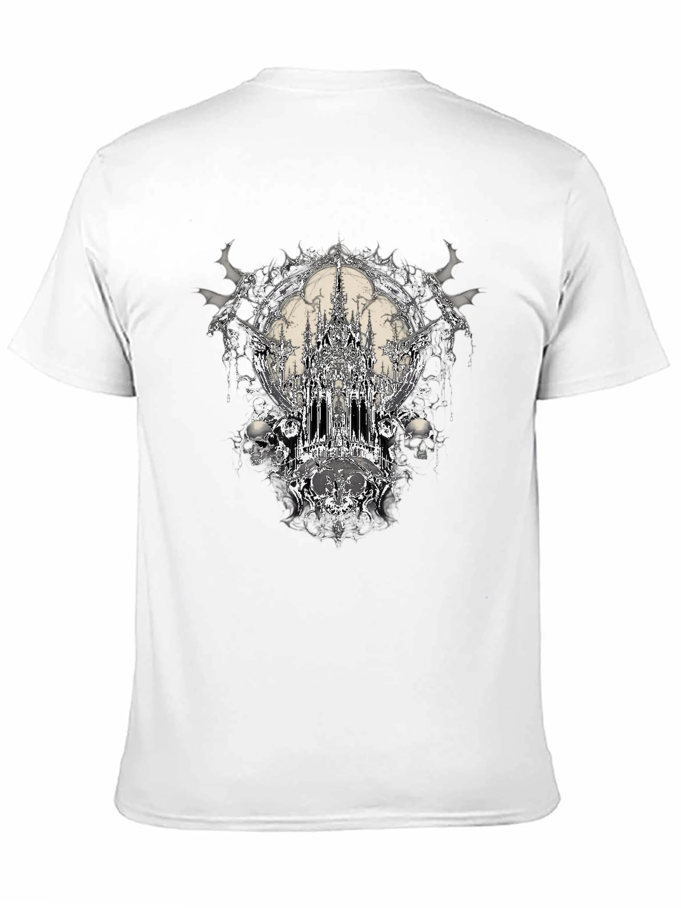 Gothic Castle & Skulls Black Graphic Tee
