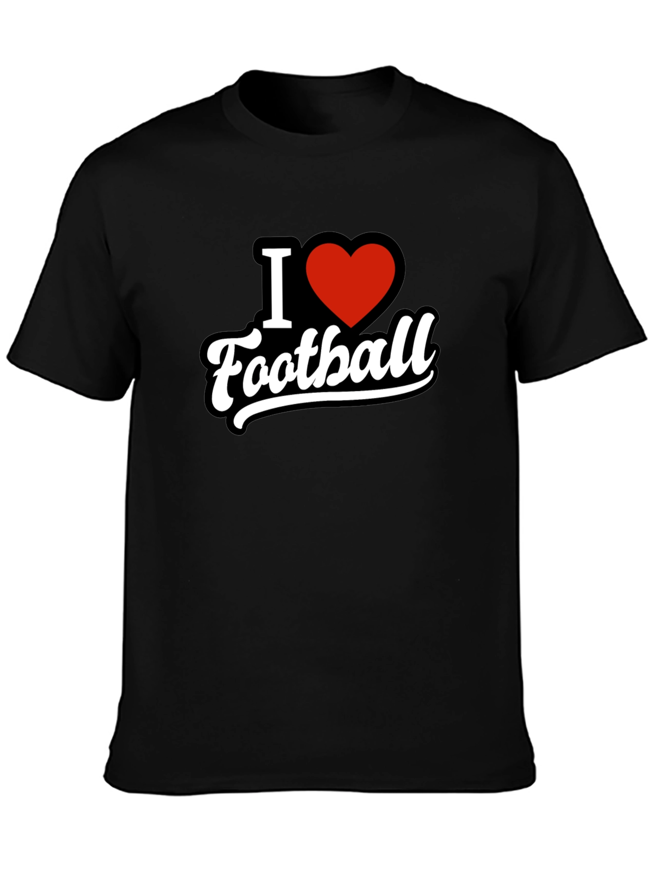 I Heart Football T-Shirt - Black Graphic Tee
