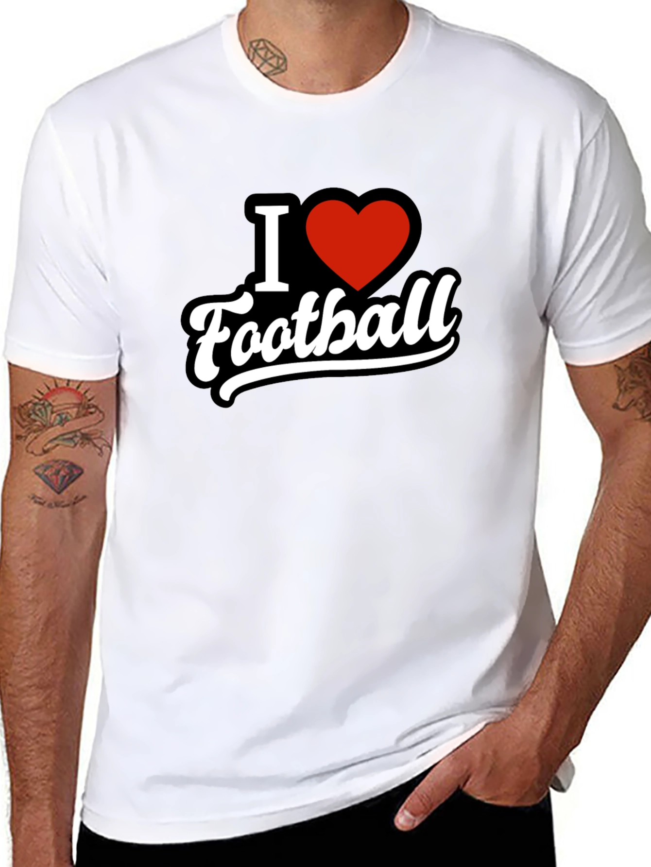 I Heart Football T-Shirt - Black Graphic Tee