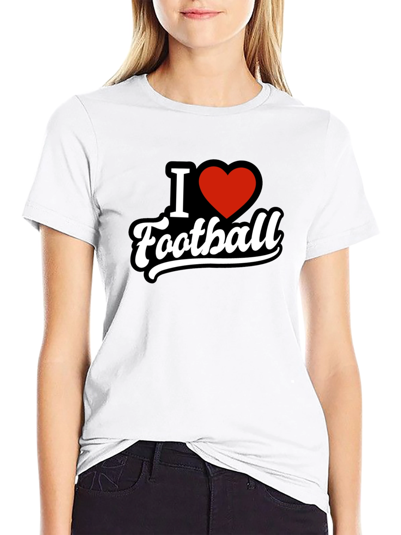 I Heart Football T-Shirt - Black Graphic Tee