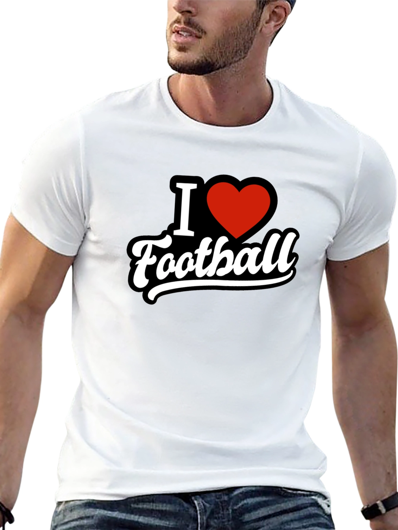 I Heart Football T-Shirt - Black Graphic Tee