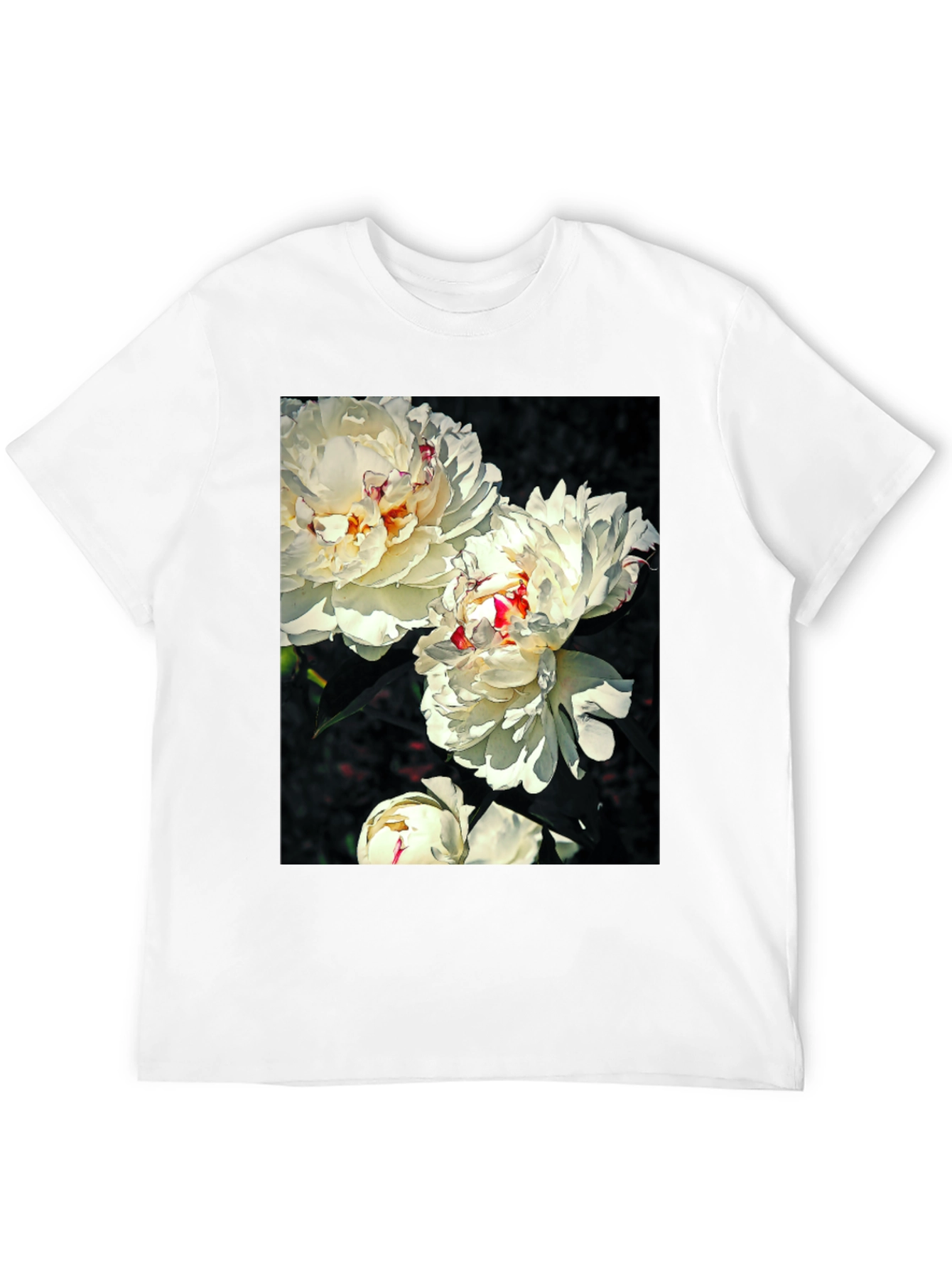 Floral T-Shirt - White Peony Print
